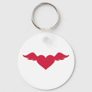 Red heart wings keychain