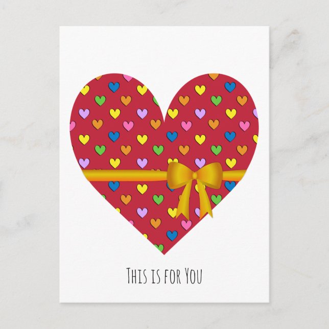 Red Heart With a Bow Postcard (Front)