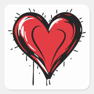 Red Heart with Bloody Square Sticker