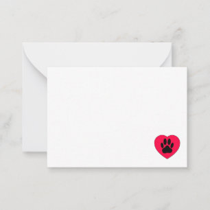 Red Heart With Dog Paw Print Blank Card