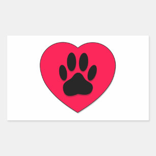 Red Heart With Dog Paw Print Sticker