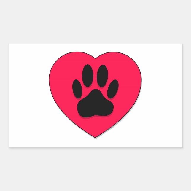 Red Heart With Dog Paw Print Sticker (Front)