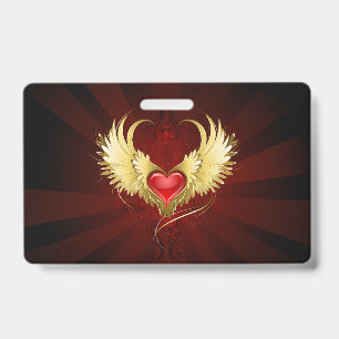 Red Heart with Golden Wings Badge