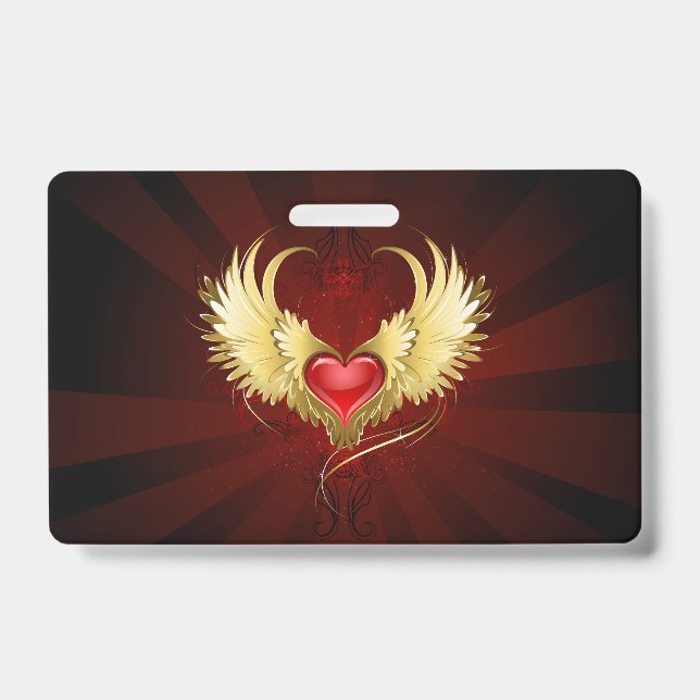 Red Heart with Golden Wings Badge (Front)