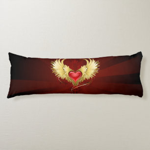 Red Heart with Golden Wings Body Pillow