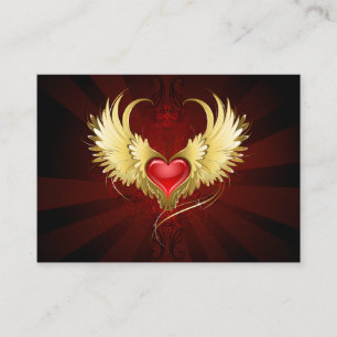 Red Heart with Golden Wings Calling Card