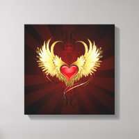 Red Heart with Golden Wings
