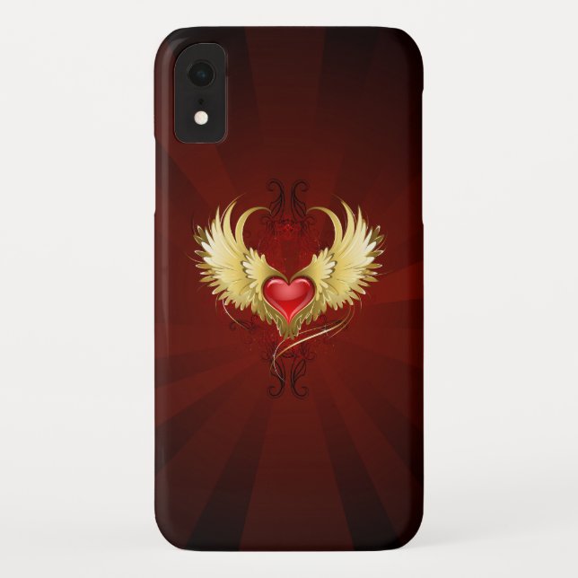 Red Heart with Golden Wings Case-Mate iPhone Case (Back)