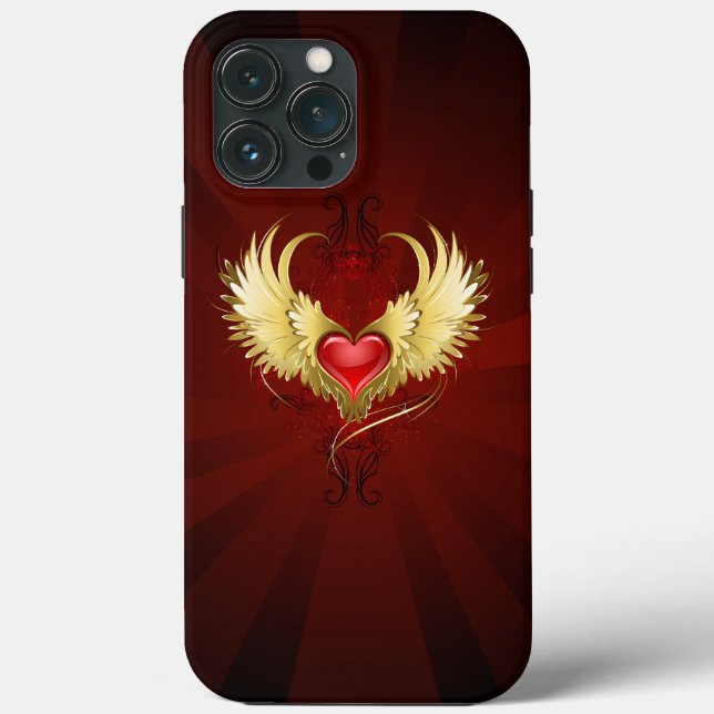 Red Heart with Golden Wings Case-Mate iPhone Case (Back)