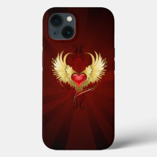Red Heart with Golden Wings iPhone 13 Case