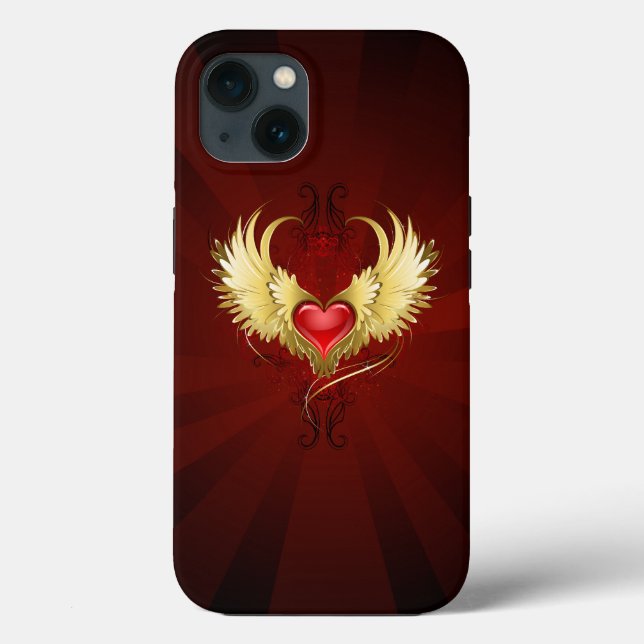 Red Heart with Golden Wings Case-Mate iPhone Case (Back)