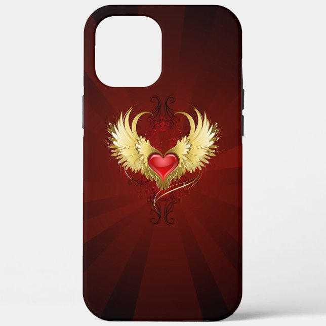 Red Heart with Golden Wings Case-Mate iPhone Case (Back)