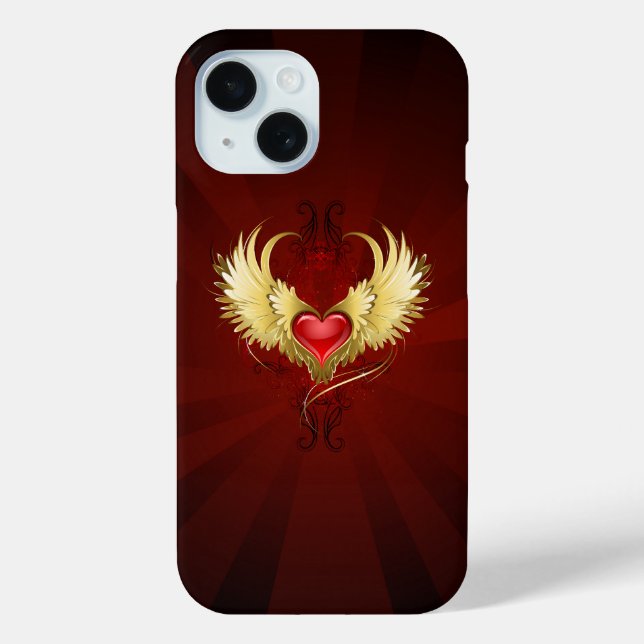 Red Heart with Golden Wings Case-Mate iPhone Case (Back)