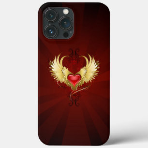 Red Heart with Golden Wings iPhone 13 Pro Max Case