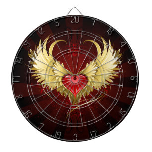 Red Heart with Golden Wings Dartboard