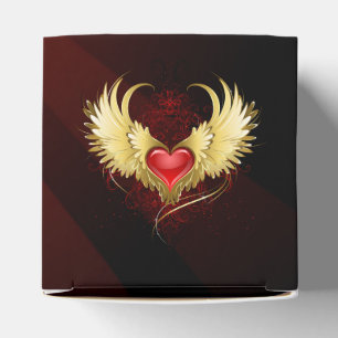 Red Heart with Golden Wings Favor Box