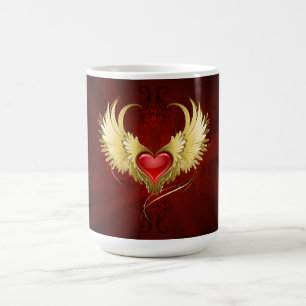 Red Heart with Golden Wings Magic Mug