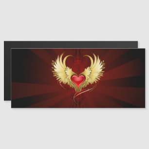 Red Heart with Golden Wings Magnetic Invitation