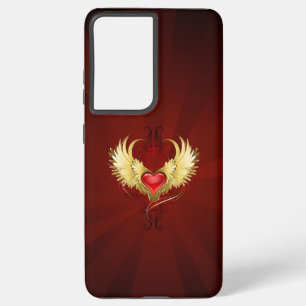 Red Heart with Golden Wings Samsung Galaxy Case