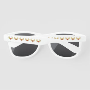 Red Heart with Golden Wings Sunglasses
