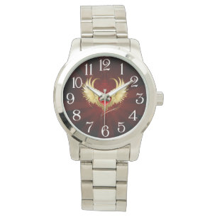 Red Heart with Golden Wings Watch