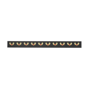 Red Heart with Golden Wings Wrap Around Label