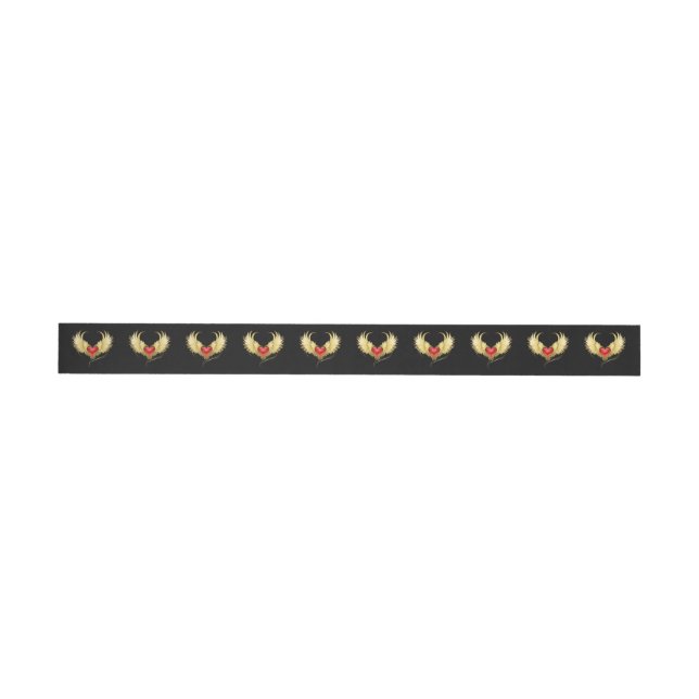 Red Heart with Golden Wings Wrap Around Label (Individual)