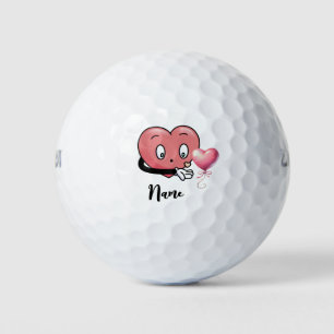 Red Heart with Love for Valentine's Day for Golfer Golf Balls