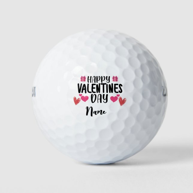 Red Heart with Love for Valentine's Day for Golfer Golf Balls (Front)