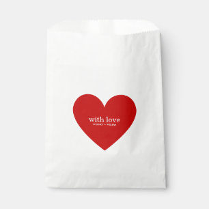 Red Heart With Love Typography Modern Minimalist   Favour Bag