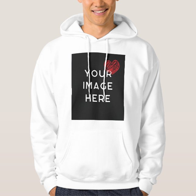 Red heart with personalize image hoodie (Front)