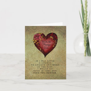 Red Heart With Roses Editable Note Card