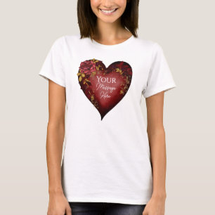 Red Heart With Roses Editable T-Shirt