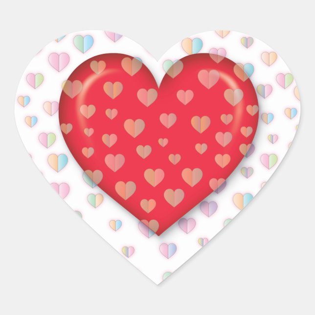 Red heart with speckels pattern classic round stic sticker (Front)