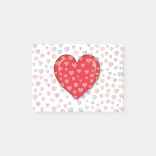 red heart with speckels pattern post-it notes (Front)