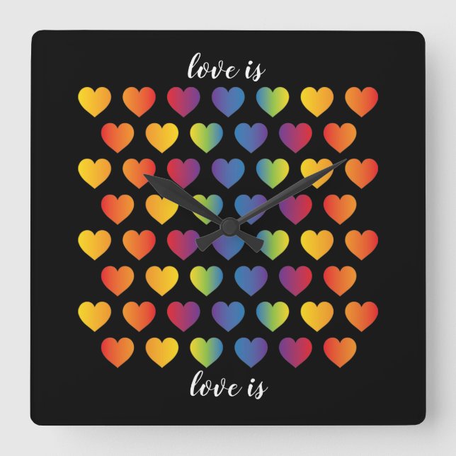 red heart with speckels pattern square wall clock (Front)