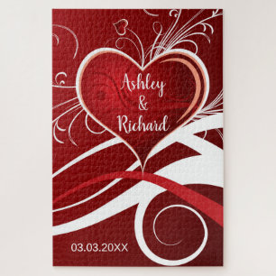 Red Heart With Swirls Jigsaw Puzzle