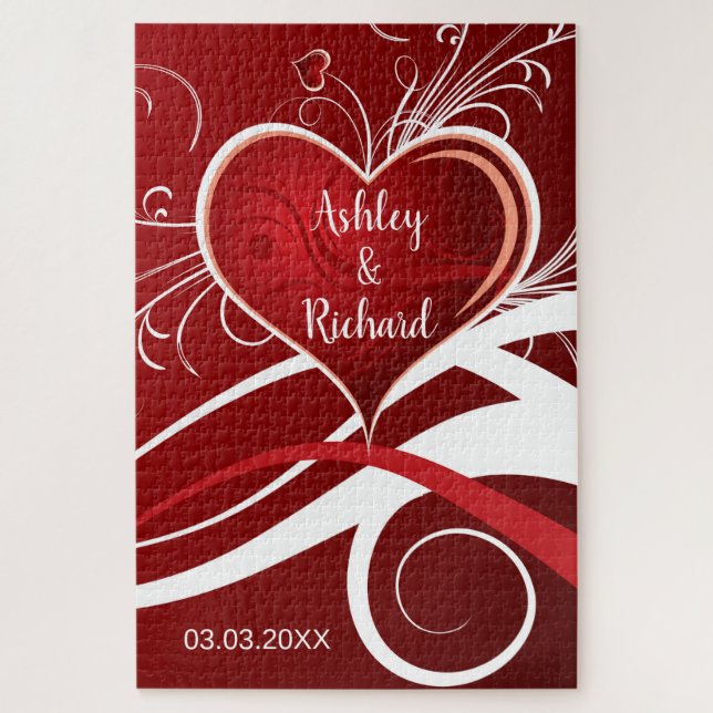 Red Heart With Swirls Jigsaw Puzzle (Vertical)
