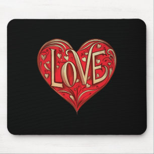 Red Heart With Text Taht Says Love Valentine Day R Mouse Pad