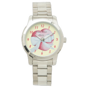 red heart with white bow original art design watch
