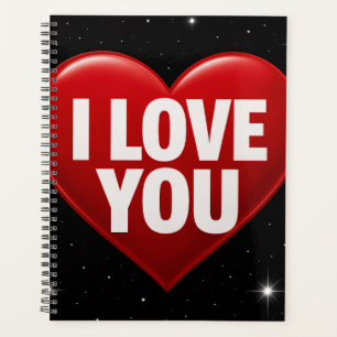Red Heart with White "I LOVE YOU" Typography Coast Planner