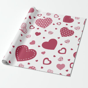 Red Heart wrapping paper