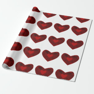 red heart wrapping paper
