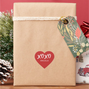 Red Heart XOXO Script Personalized  Sticker