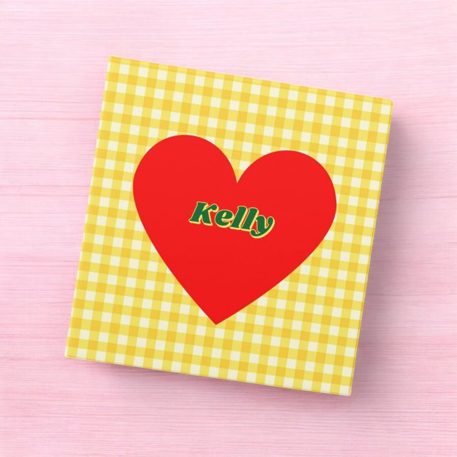 Red Heart Yellow Gingham Valentine's Day Binder (Creator Uploaded)