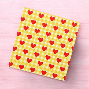 Red Heart Yellow Gingham Valentine's Day Binder