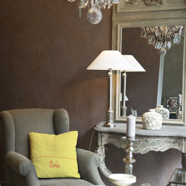 Red heart yellow pattern  throw pillow (Creator Uploaded)