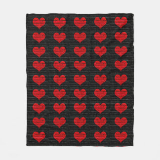Red Hearted Black Brick Patterned Blanket