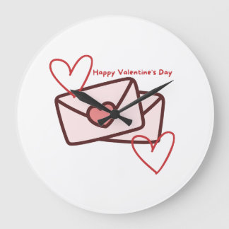Red Hearth Happy Valentine's Day Large Clock