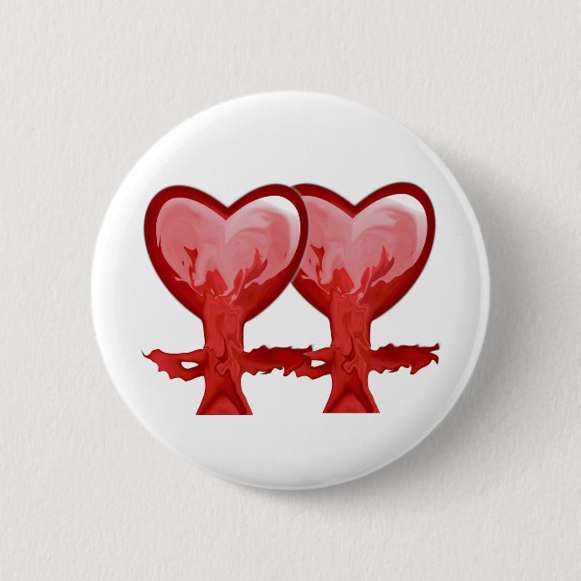 Red Hearts 2 Inch Round Button (Front)